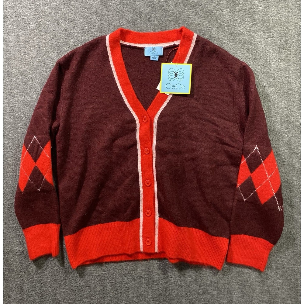 CeCe women's red and burgundy cardigan size S